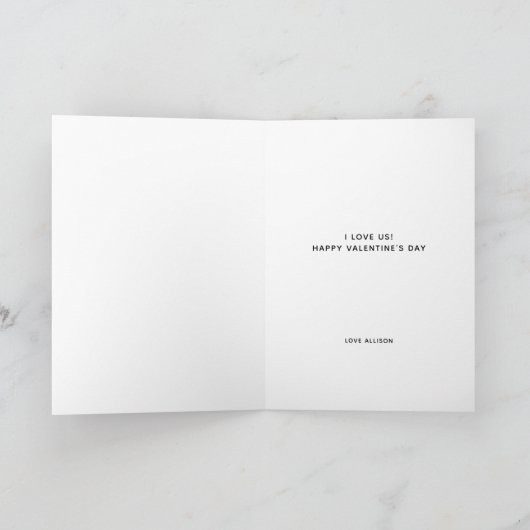 Eerste Valentijnsdag samen Funny Red Hearts Feestdagen Kaart (Binnen)