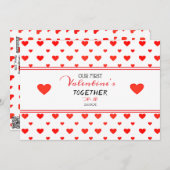 Eerste Valentijnsdag samen Red Hearts Foto Feestdagenkaart (Voorkant / Achterkant)