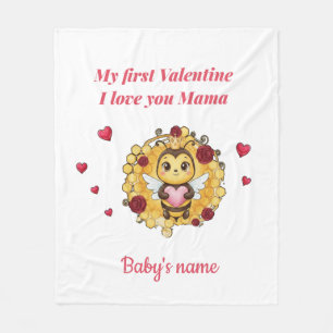 Eerste Valentijnsdag voor de baby op maat Fleece Deken