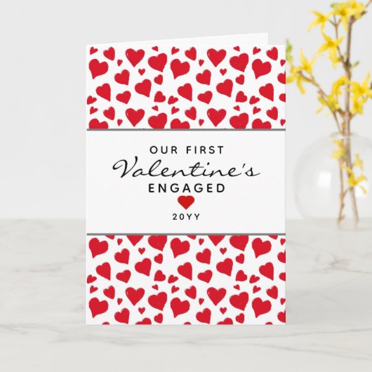 Eerste Valentijnse Gepersonaliseerde Rode Harten Kaart (Gele Bloem)