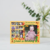 Eerste verjaardag 12 maanden afbeeldingen briefkaart (Staand voorkant)