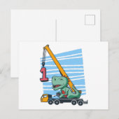 Eerste verjaardag 1 jaar Mobile Crane Dinosaur Briefkaart (Voorkant / Achterkant)
