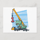 Eerste verjaardag 1 jaar Mobile Crane Dinosaur Briefkaart (Voorkant)