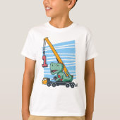 Eerste verjaardag 1 jaar Mobile Crane Dinosaur T-shirt (Voorkant)