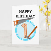 Eerste Verjaardag 1 jaar oud Gereedschap Bouwfeest Kaart (Gele Bloem)