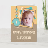 Eerste verjaardag 1 vandaag naam foto bruin sinaas kaart (Voorkant)