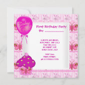 Eerste verjaardag 1e meisje: Hot Pink Butterfly Kaart (Achterkant)