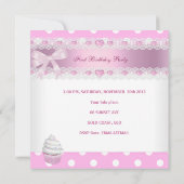 Eerste verjaardag 1e meisje Witte roze koekjes Bab Kaart (Achterkant)