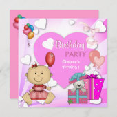 Eerste verjaardag 1e van de Stomme Roze Kunstenmei Kaart (Voorkant / Achterkant)