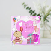 Eerste verjaardag 1e van de Stomme Roze Kunstenmei Kaart (Staand voorkant)