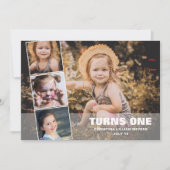 Eerste verjaardag 4 Foto Collage Birthda Card Feestdagenkaart (Voorkant)