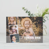 Eerste verjaardag 4 Foto Collage Birthda Card Feestdagenkaart (Staand voorkant)