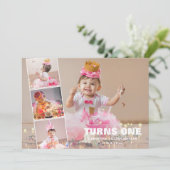 Eerste verjaardag 4 Foto Collage Birthday Feestdagenkaart (Staand voorkant)