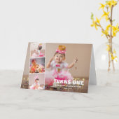 Eerste verjaardag 4 Foto Collage Birthday Holiday Kaart (Gele Bloem)