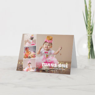 Eerste verjaardag 4 Foto Collage Birthday  Kaart