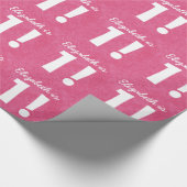 Eerste verjaardag Aangepaste naam Roze en Wit voor Cadeaupapier (Hoek)