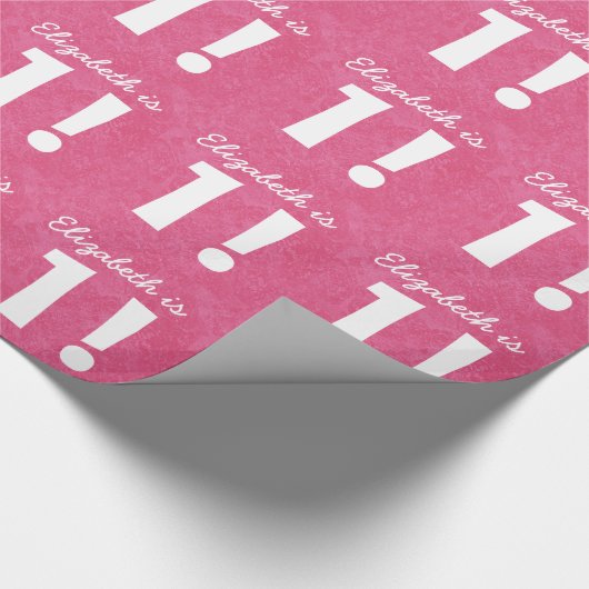 Eerste verjaardag Aangepaste naam Roze en Wit voor Cadeaupapier (Hoek)