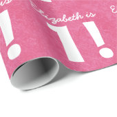 Eerste verjaardag Aangepaste naam Roze en Wit voor Cadeaupapier (Rol Hoek)