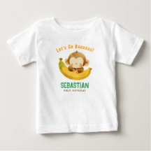 Eerste verjaardag aap shirt Laten we naar bananen 