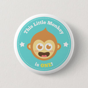Eerste verjaardag, Aapje is Eén Ronde Button 5,7 Cm