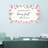 Eerste verjaardag aardbei 1e bes zoete achtergrond spandoek (Beurs)