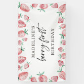 Eerste verjaardag aardbei 1e bes zoete achtergrond spandoek (Verticaal)