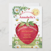 Eerste Verjaardag Aardbei Picknick Zoet Een Zomer Kaart (Voorkant)