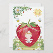 Eerste Verjaardag Aardbei Picknick Zoet Een Zomer Kaart (Achterkant)