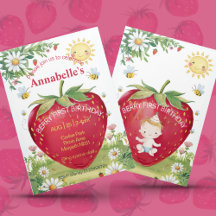 Eerste Verjaardag Aardbei Picknick Zoet Een Zomer