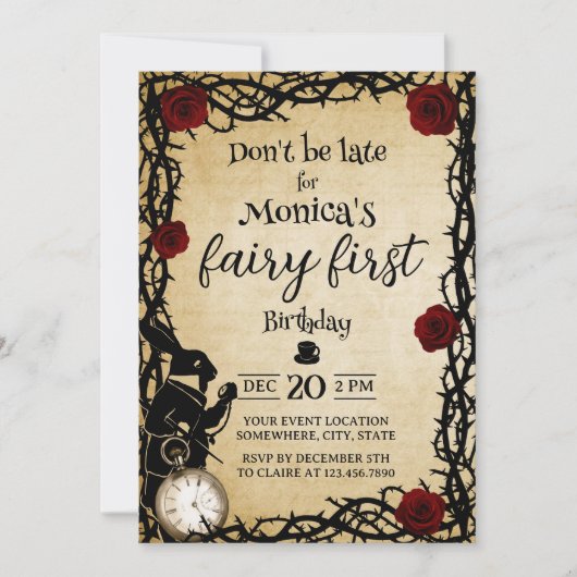 Eerste verjaardag Alice in Wonderland Kaart (Voorkant)