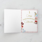 Eerste verjaardag Alice in Wonderland Kind Leeftij Kaart (Binnen)