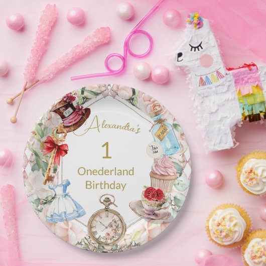 Eerste verjaardag Alice in Wonderland Kind Leeftij Papieren Bordje (Feest)