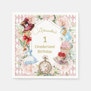 Eerste verjaardag Alice in Wonderland Kind Leeftij Servet