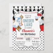 Eerste Verjaardag Alice in Wonderland Uitnodiging (Voorkant)