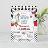 Eerste Verjaardag Alice in Wonderland Uitnodiging (Staand voorkant)