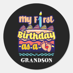 Eerste verjaardag als kleinzoon spreuken Grandboy Ronde Sticker