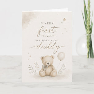 Eerste verjaardag als mijn papa Waterverf Teddybee Kaart