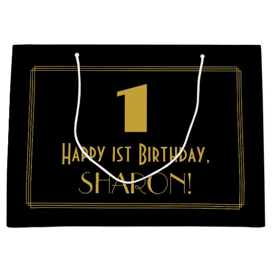 Eerste verjaardag — Art Deco Geïnspireerde look "1 Groot Cadeauzakje (Voorkant)