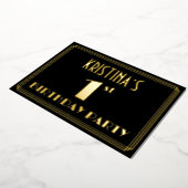 Eerste verjaardag: Art Deco Kijk "1", met naam Folie Uitnodiging (Gedraaid)