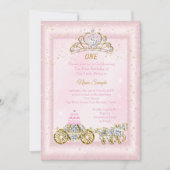 Eerste verjaardag Assepoester Blush Pink Carriage Kaart (Voorkant)