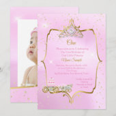 Eerste verjaardag Assepoester Pink Carriage Cake Kaart (Voorkant / Achterkant)