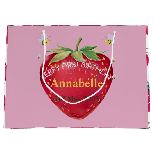Eerste verjaardag Baby 1e aardbei Schattige Groot Cadeauzakje (Voorkant)