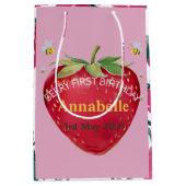Eerste verjaardag Baby 1e aardbei Schattige Medium Cadeauzakje (Voorkant)