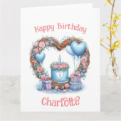 Eerste verjaardag baby - Bloemenkrans 1 - Kaart (Gele Bloem)