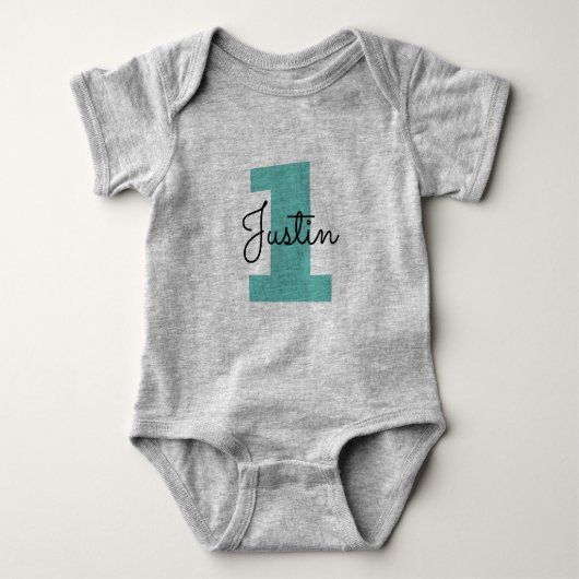 Eerste verjaardag baby body met naam romper (Voorkant)