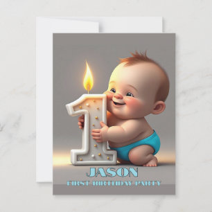 "EERSTE VERJAARDAG BABY JONGEN" BRIEFKAART
