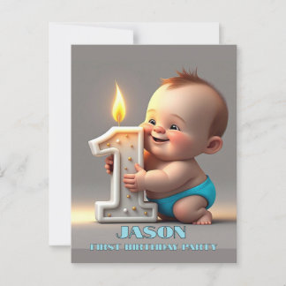 "EERSTE VERJAARDAG BABY JONGEN" BRIEFKAART