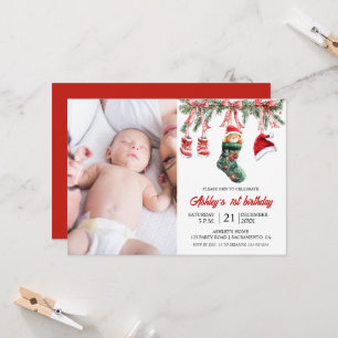 Eerste verjaardag baby Kerst thema Kaart