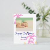 Eerste verjaardag baby kids naam datum toevoegen f briefkaart (Staand voorkant)