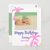 Eerste verjaardag baby kids naam datum toevoegen f briefkaart (Voorkant / Achterkant)